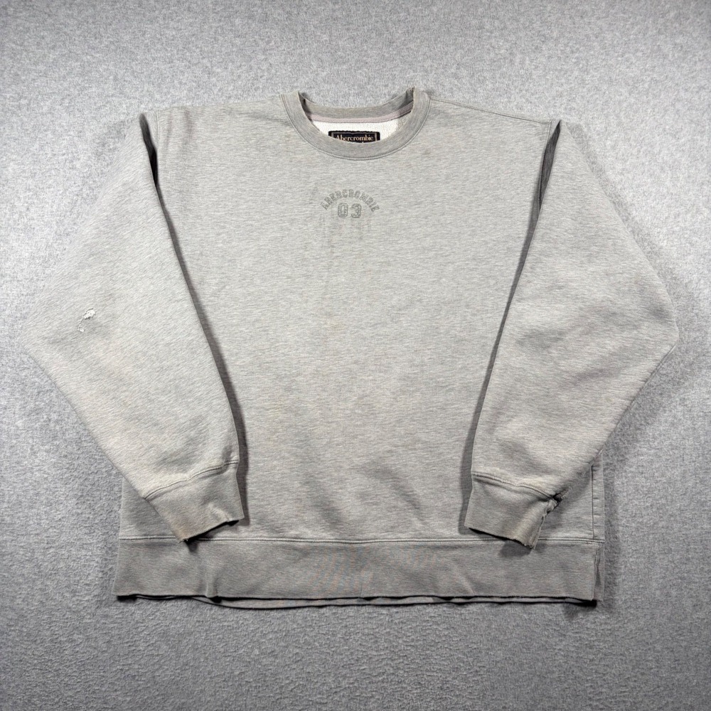 Abercrombie Sweatshirt Mens Large? Gray Vintage Distressed Graphic Pullover